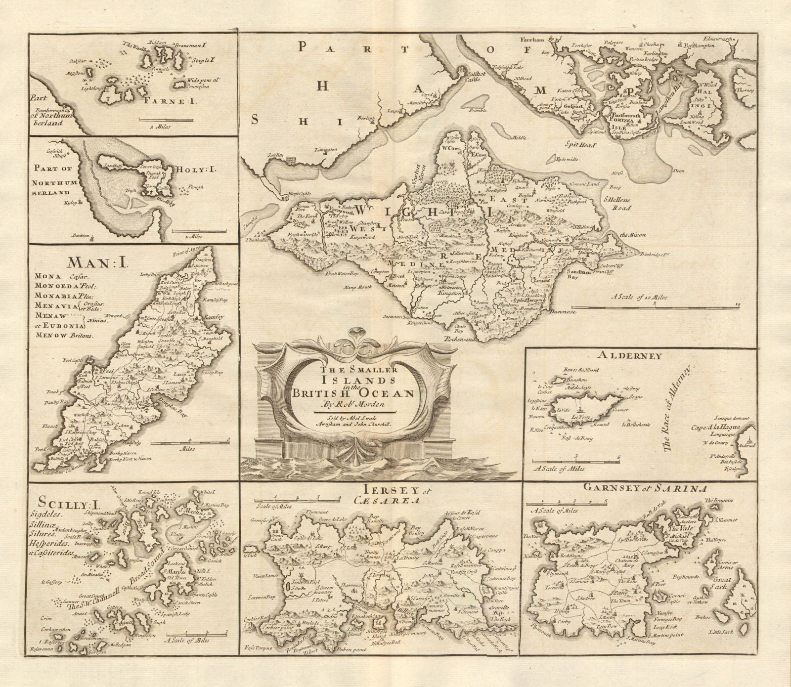 ENGLAND. Isles of Wight/Man Scilly Isles Farne/Channel Islands. MORDEN 1772 map